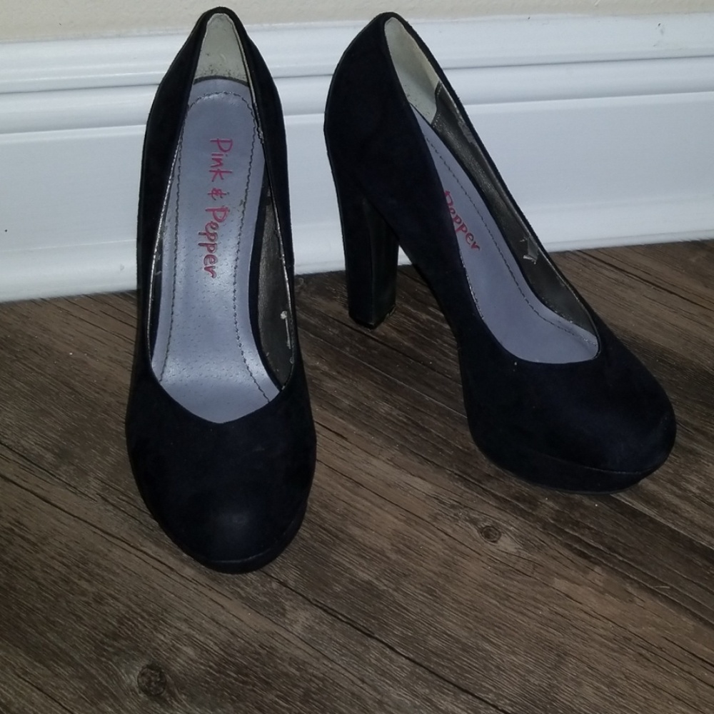 Black Suade Platform Heels
